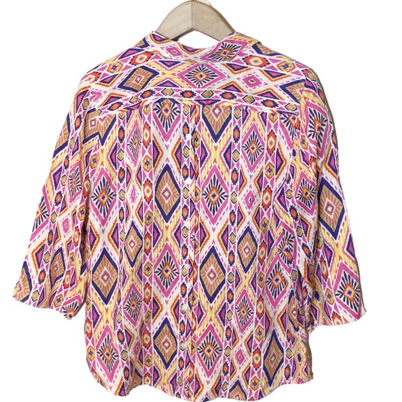 Chico’s Ikat Linen Button-Back Shirt No Iron 1/M - Picture 6 of 12